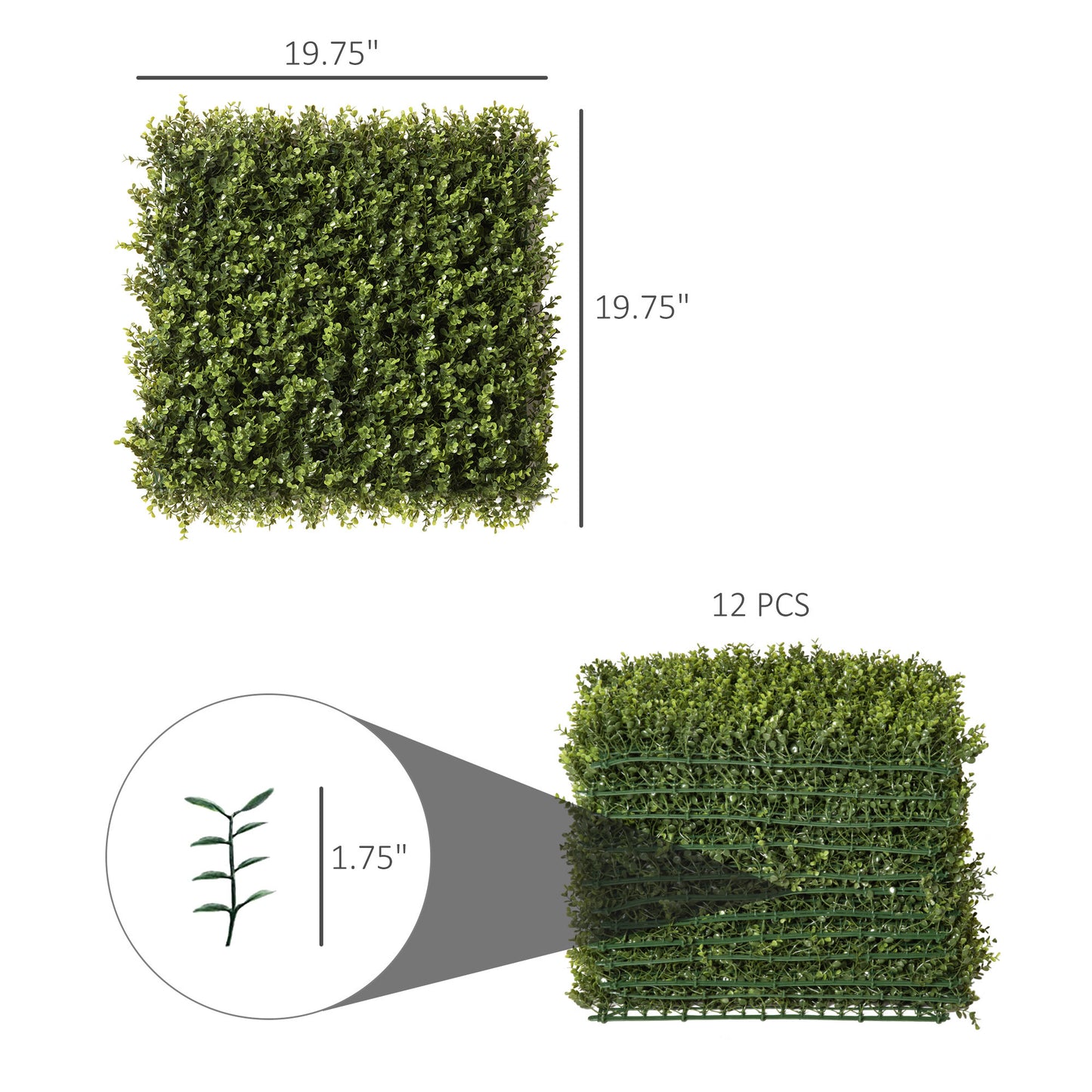 Artificial Grass Wall Panel Backdrop, 12 20" x 20" Boxwood UV Protection Privacy Coverage Panels for Indoor & Outdoor Decor, Wall & Fence Covering, Green