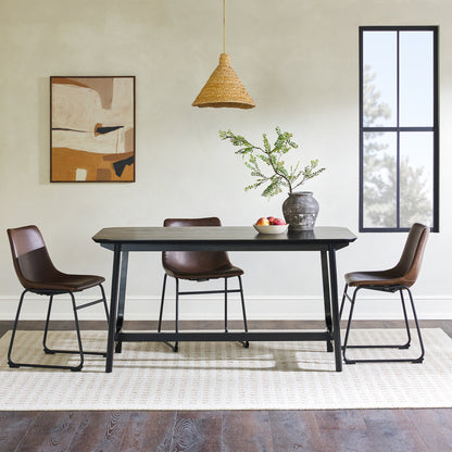 Mid-Century 10015" Modern Dining Table with Trestle Base, Black Ash Veneer