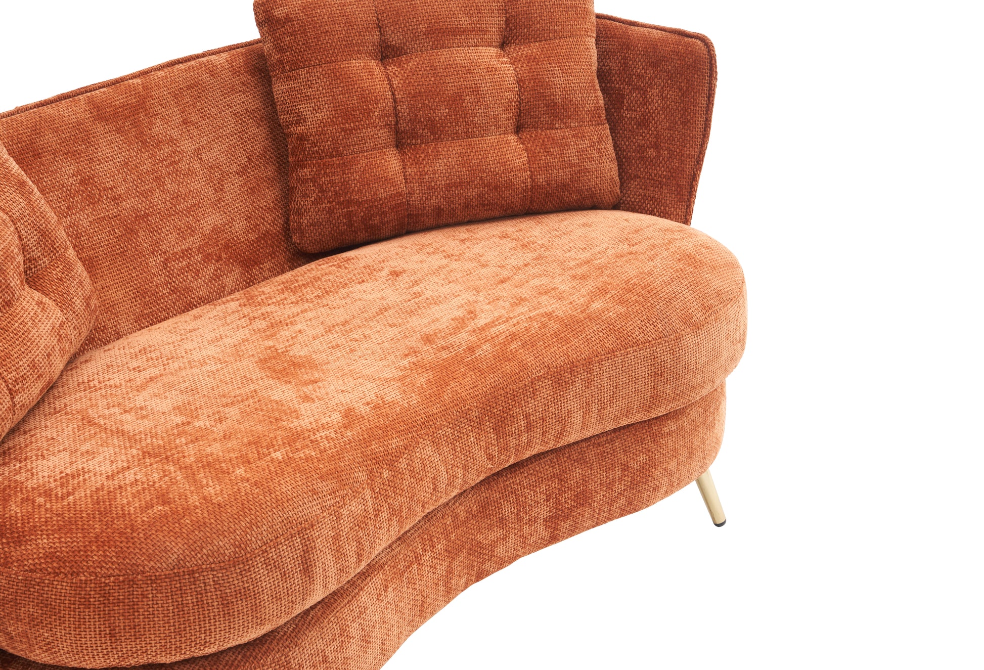 Polyester fiber Loveseat Sofa Chair Upholstered Couch with Golden Metal Legs Club Two-Seat Sofa for Living Reading Room Bedroom Apartment Small Space Dorm,Orange.