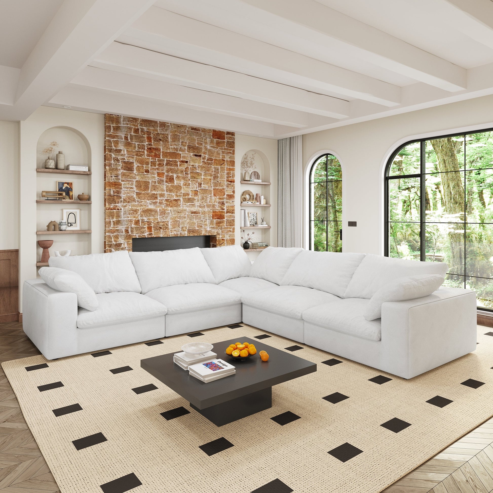 Cloud Modular Sectional Sofa with Storage Ottomans, Down Filled Comfort for Living Room