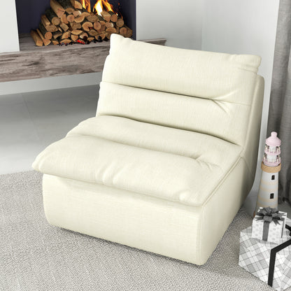 Lazy Floor Sofa ,Modern Armless Floor Lounge Chair, Comfy Accent Bean Bag Couch, Single Corner Chair Sofa for Living Room Bedroom Salon Office-beige