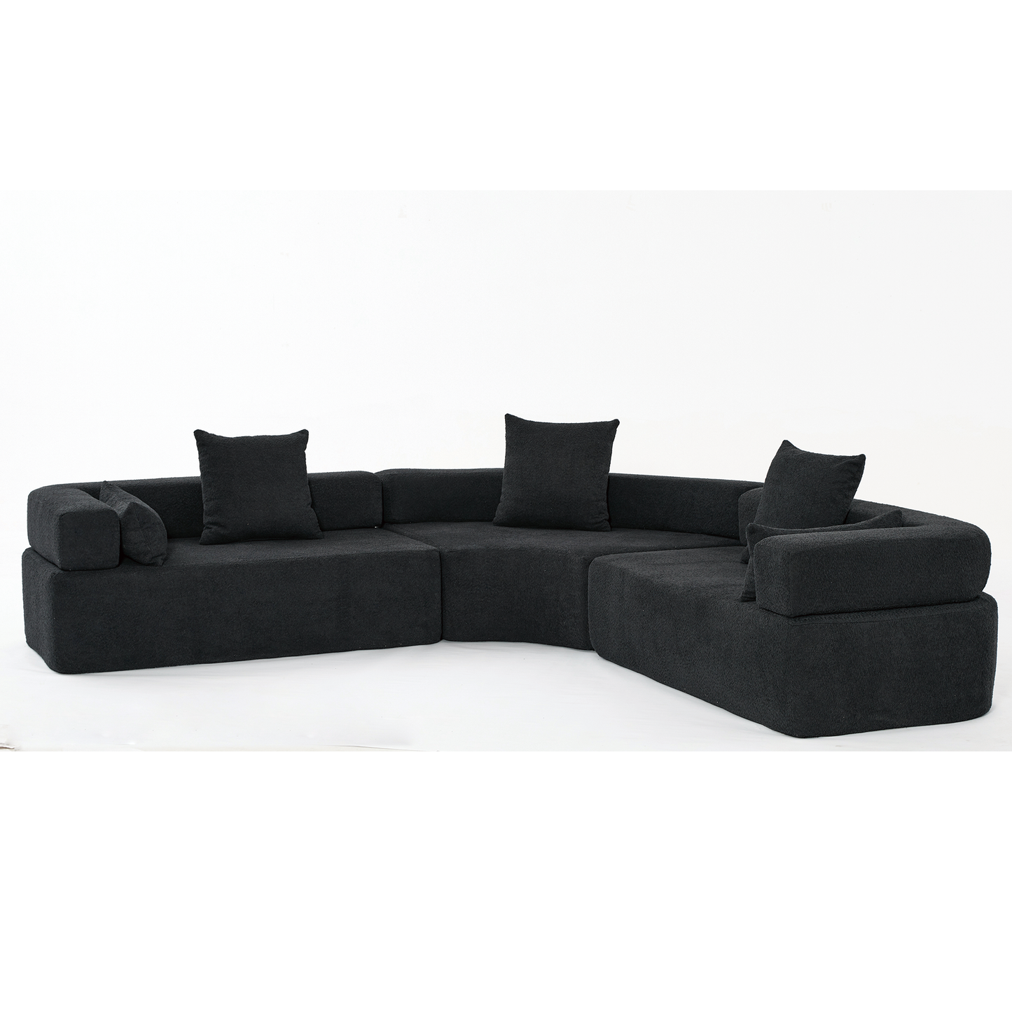 [NEW ARRIVED] [VIDEO PROVIDED]Oversized Combination Sofa,Curved Sofa,Upholstered 4 Seater Couch for Living Room,  Modern Modular 3 Piece Free Combination, Semicircular Modular  Sofa ,  Boucle, Black