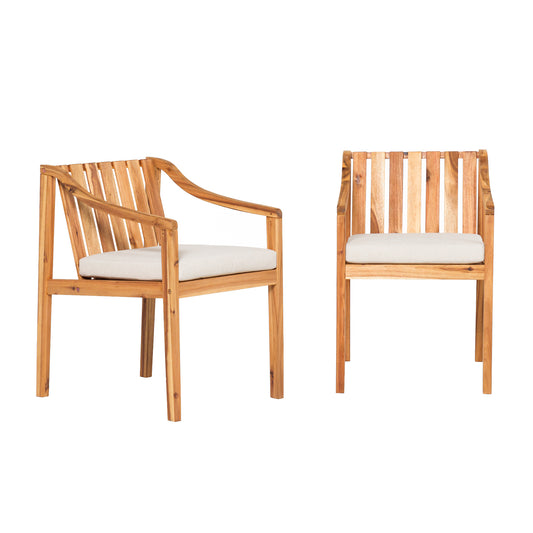 Modern 2-Piece Solid Acacia Wood Dining Chairs – Natural