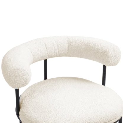 COOLMORE Boucle Dining Chairs Set of 2, Mid-Century Modern Curved Backrest Chair, Round Upholstered Kitchen Chairs (Beige Boucle)