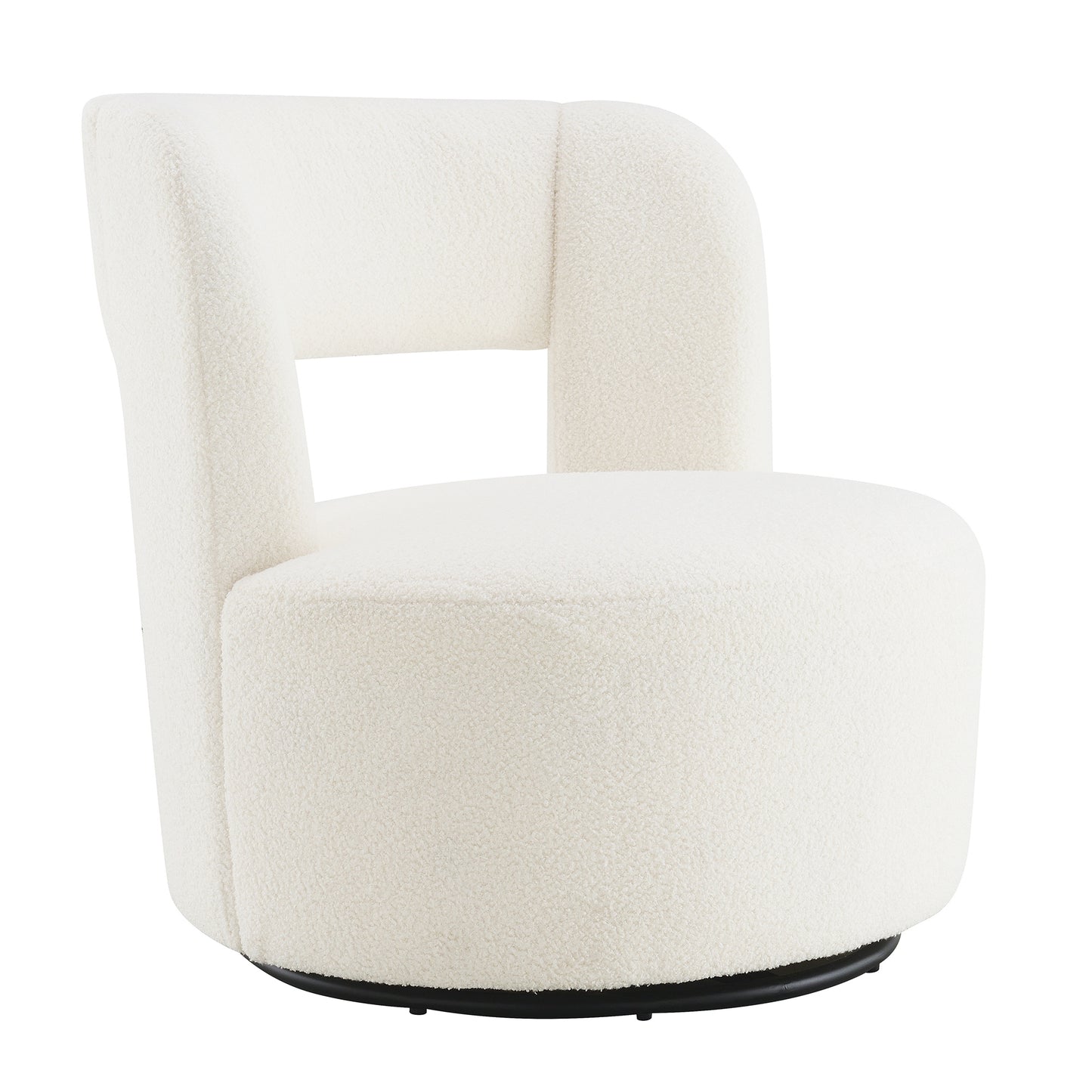 Swivel Barrel Chair with Soft Teddy Fabric, Comfy Round Accent Chair for Living Room.Upholstered Performance Fabric for Living Room Bedroom Reading Waitingroom,1 PC,Teddy Cream