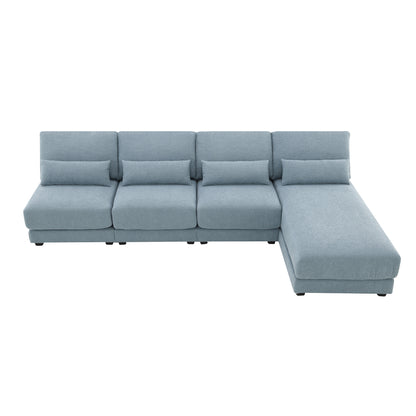 [VIDEO provided][New]120*61" Oversized Deep Seat Sectional Sofa with Reversible Chaise,Loop Yarn Fabric 5-seat Armless Indoor Furniture,Convertible L-shaped Couch for Living Room,Apartment,3 Colors