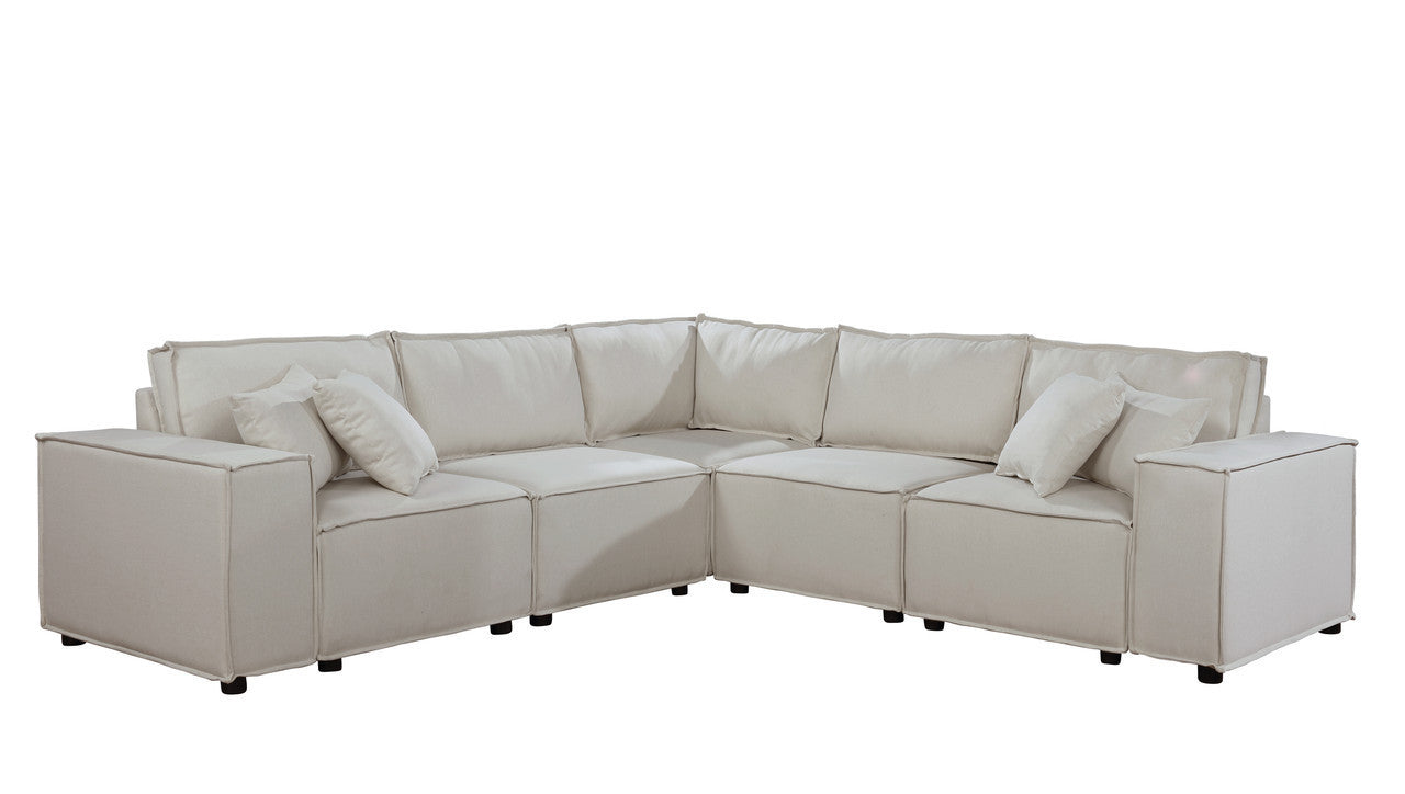 Jenson 99" Modular Sectional Sofa in Beige Linen