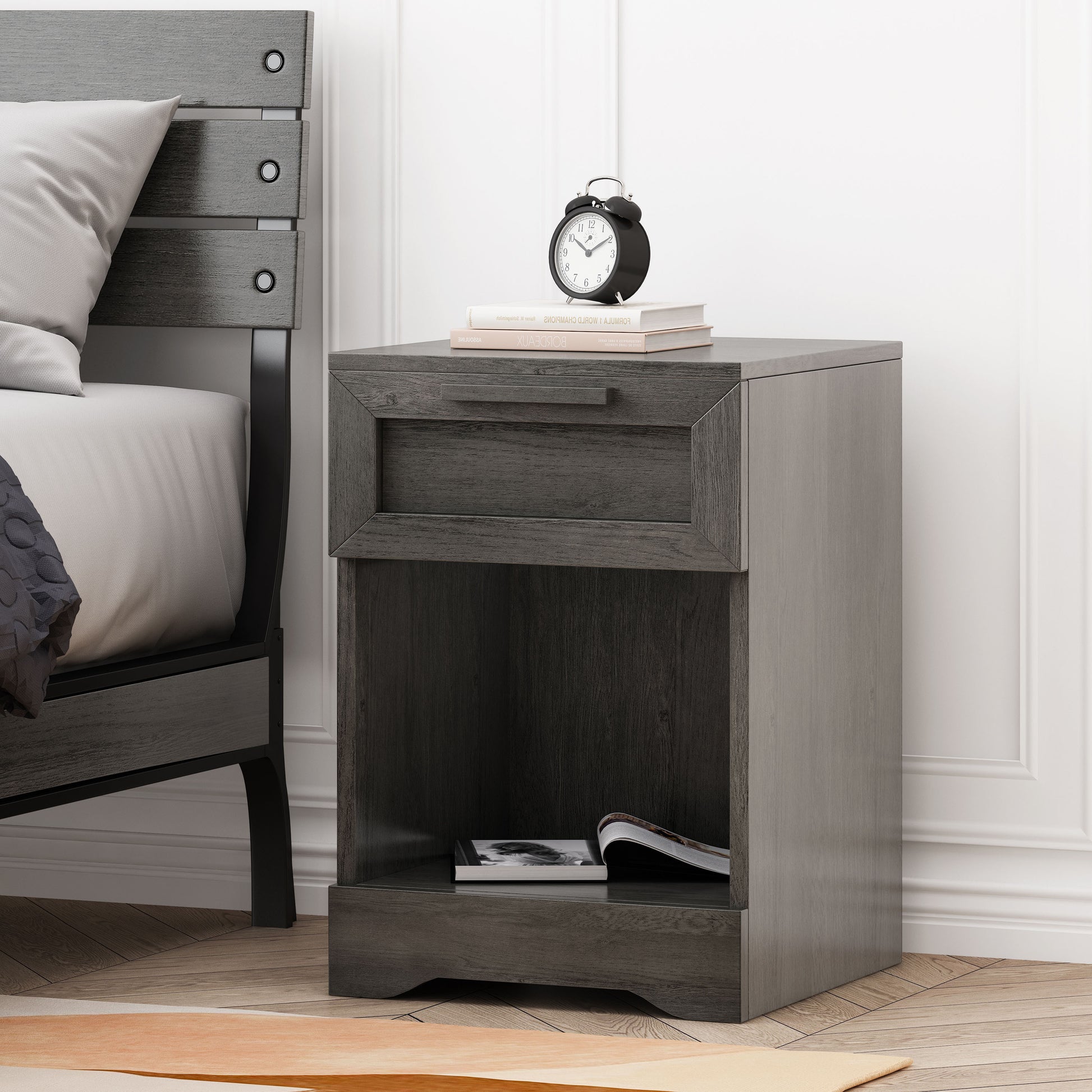 Delany Modern Nightstand, Bedside Table