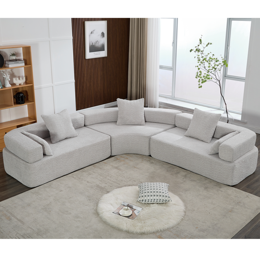 [NEW ARRIVED] [VIDEO PROVIDED]Oversized Combination Sofa,Curved Sofa,Upholstered 4 Seater Couch for Living Room,  Modern Modular 3 Piece Free Combination, Semicircular Modular  Sofa ,  Boucle, Gray