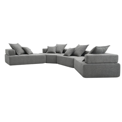 [VIDEO provided][New] 156''Oversized Modular U Shaped Sectional Sofa,Luxury Boucle Floor Couch Set,Convertible Sleeper Couch,Spacious Foam-Filled Sofa Bed for Living Room,4 PC Free Combination,2 Color