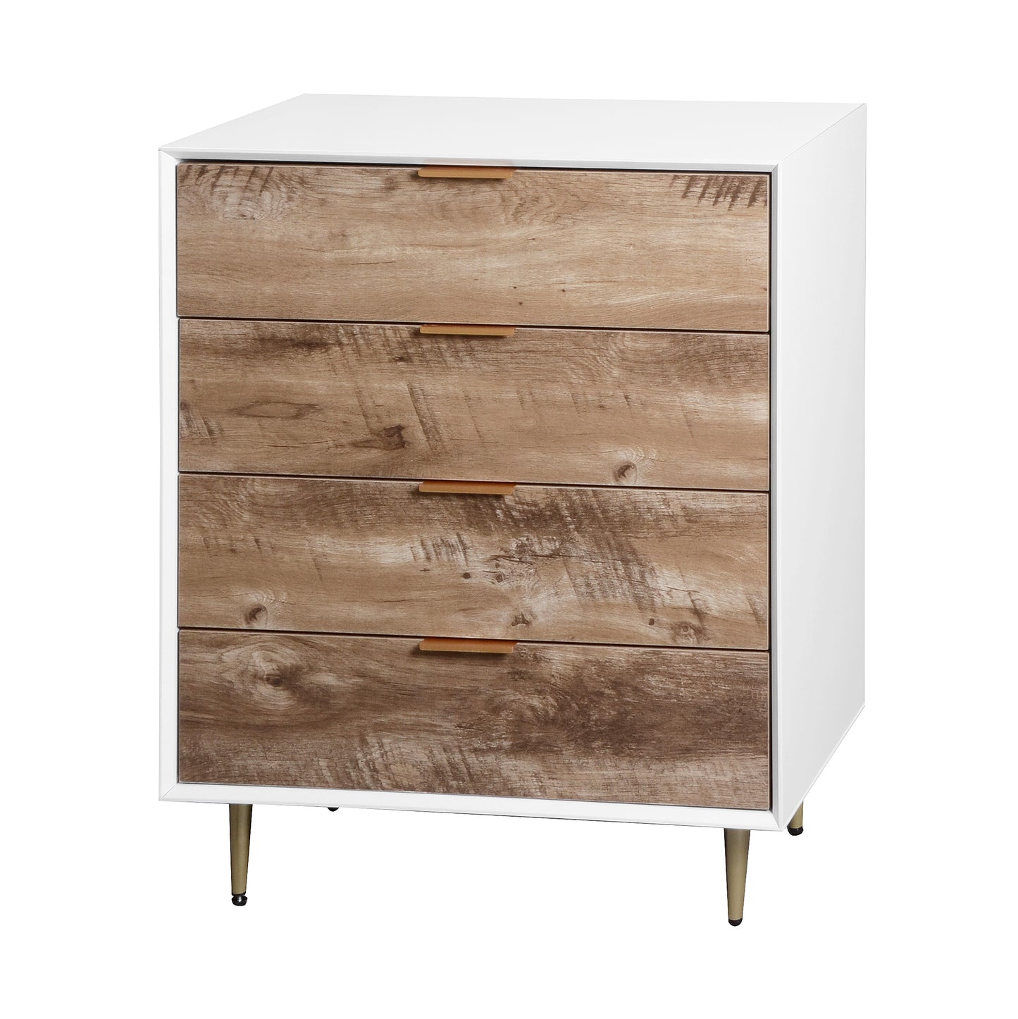 Wooden Tall 4 Drawer Dresser,Chest of Drawers with 4 Metal Legs, Anti-Tipping Device for Bedroom,Living Room