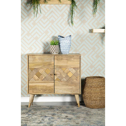 Natural Checkered 2-Door Accent Cabinet