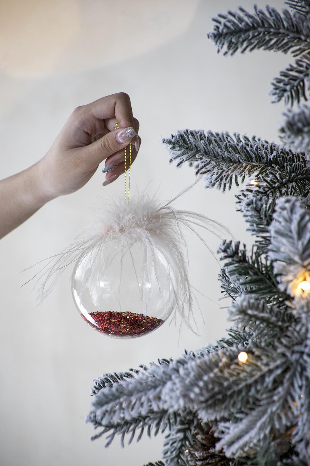 D3.9" Christmas Ball Ornaments, Glass Decorative Hanging Ball Christmas Tree Ornaments for Holiday Party Decorations, Set of 6