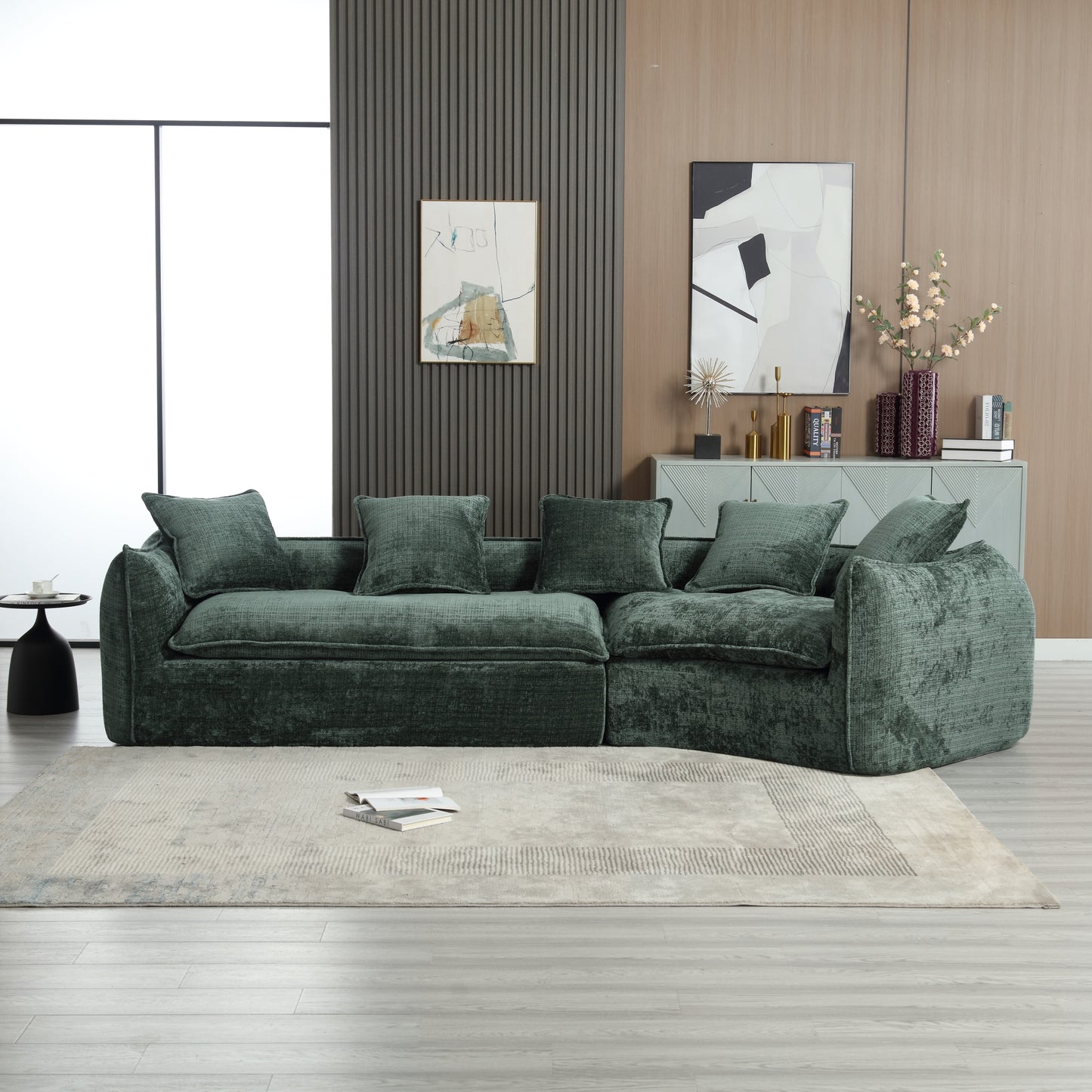 Modular Sectional Sofa, U-Shaped Couch with Sofa for five & Pillows, Modern Minimalist chenille Fabric Large Comfy Cloud Sofas, Living Room Furniture Sets