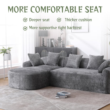 COOLMORE Boucle Sofa 3 Seater for Living Room Oversized Comfy Sofa L-Shape Sofa Couch with Chaise Home Furniture Sleeper Sectional Sofa for Apartment, Office Left Hand Facing (Gray)