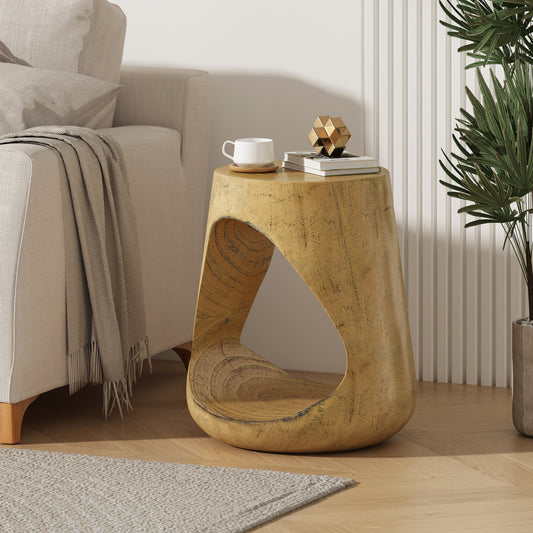 MGO Hollow Side Table, Wood-like texture, Natural Color