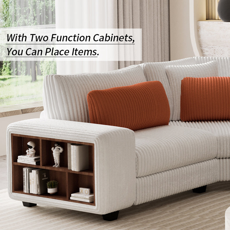 Modular Sectional L-shaped Sofa with Armrest Wooden Frame Locker, Stylish and Comfortable , Cream Style, Beige