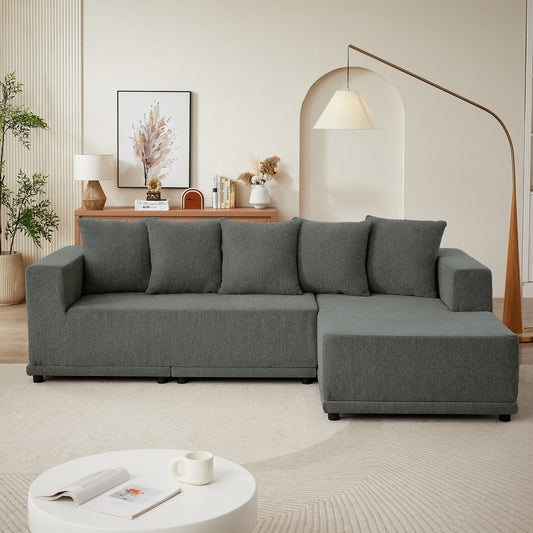 Chenille L-Shaped Sectional Sofa Set,Minimalist Style Modular Sectional Sofa, Luxury Chenille Fabric Cloud Couch for Living Room