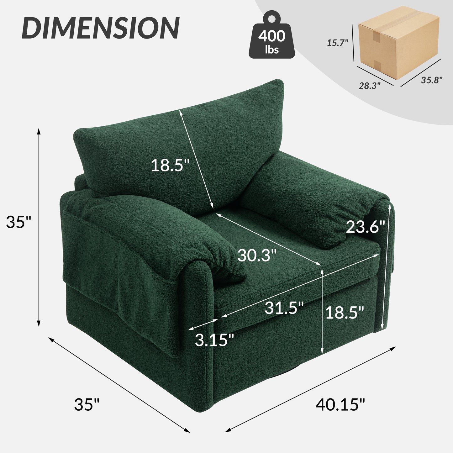 Oversized Swivel Armchair - Modern Swivel Accent Chair & Single Sofa Lounge,Comfortable Seating for Living Room & Bedroom