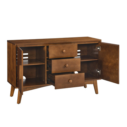 47.3" Mid Century Modern Sideboard Buffet Cabinet with Storage, Storage Cabinet with 2 Doors and 3 Drawers for Kitchen Dining Living Room Bedroom, Accent Console Table, Walnut