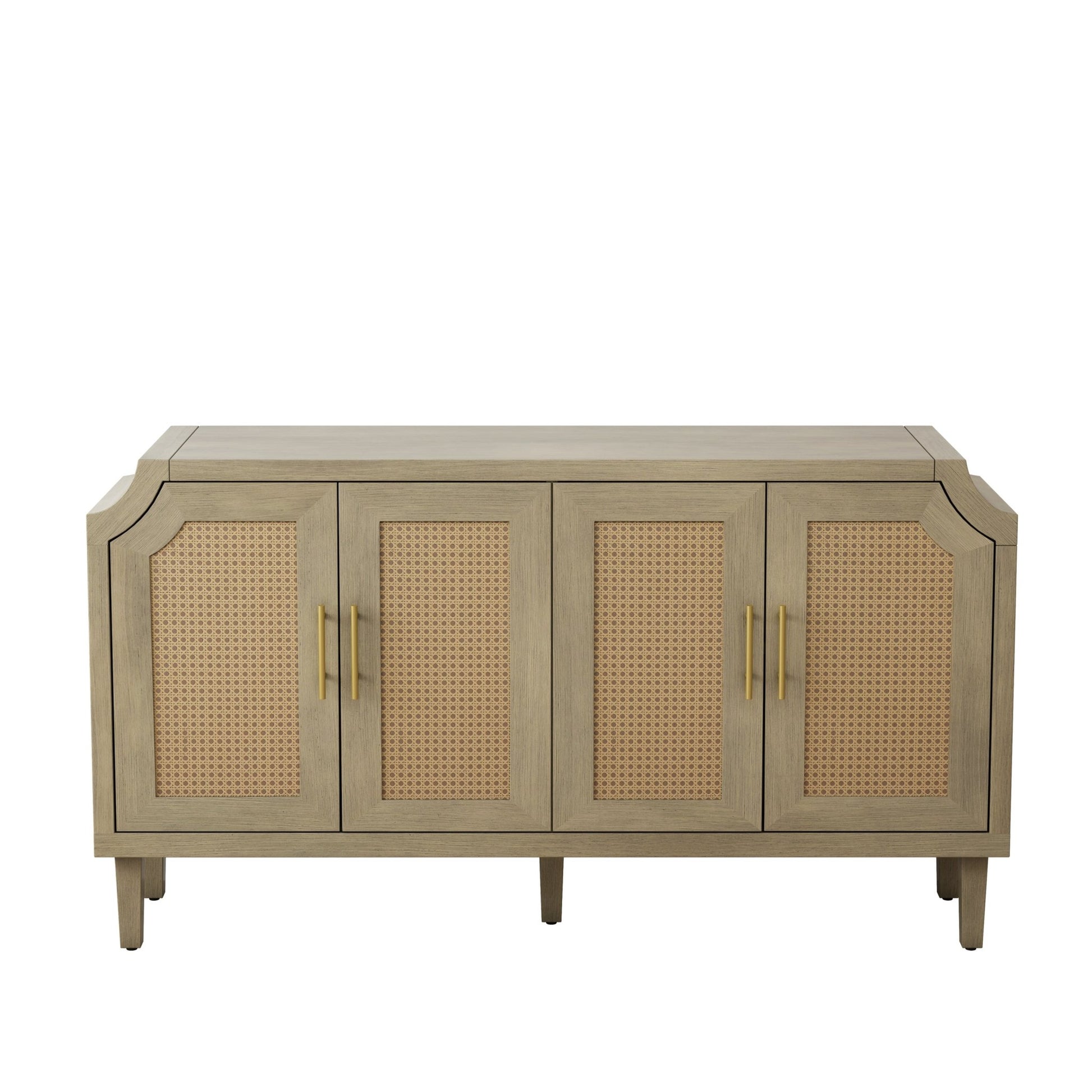 59.84"Modern 4-Door Cabinet with Rattan Decorative Doors,for Bedroom,Living Room,Office,Easy Assembly - Groovy Boardz