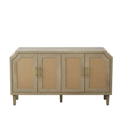 59.84"Modern 4-Door Cabinet with Rattan Decorative Doors,for Bedroom,Living Room,Office,Easy Assembly - Groovy Boardz