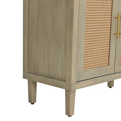 59.84"Modern 4-Door Cabinet with Rattan Decorative Doors,for Bedroom,Living Room,Office,Easy Assembly - Groovy Boardz