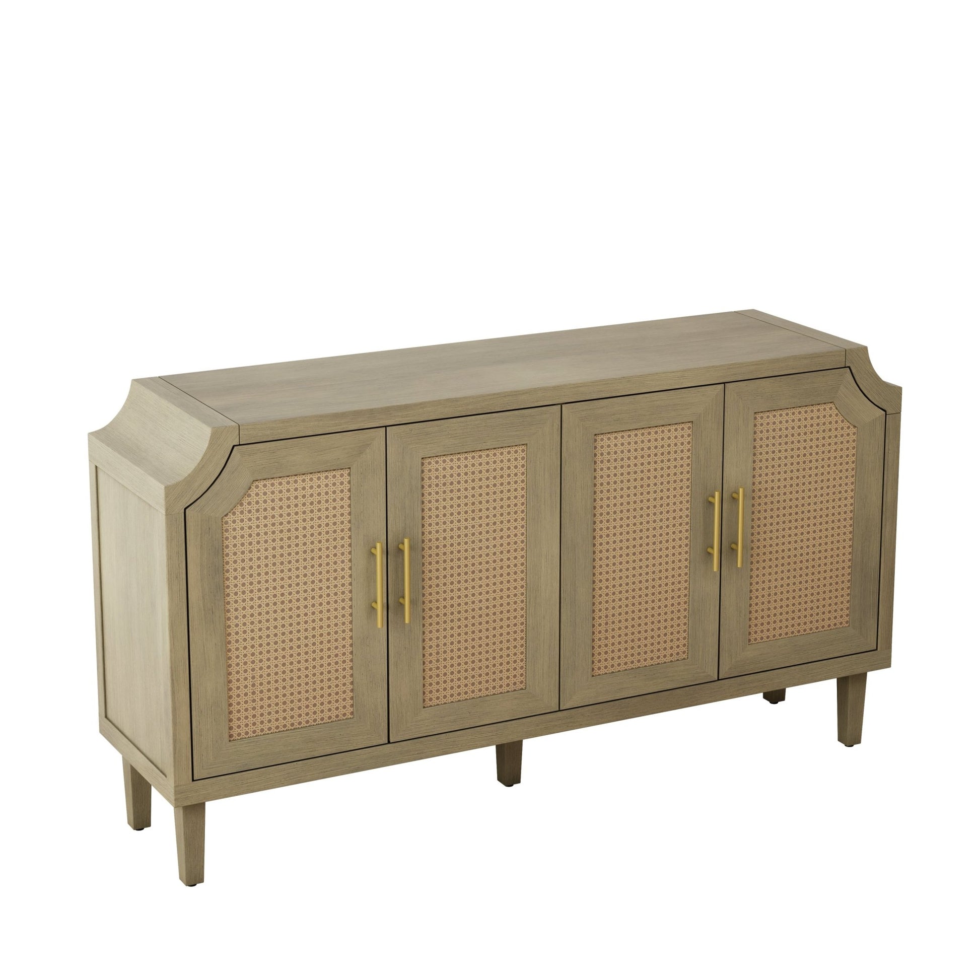 59.84"Modern 4-Door Cabinet with Rattan Decorative Doors,for Bedroom,Living Room,Office,Easy Assembly - Groovy Boardz