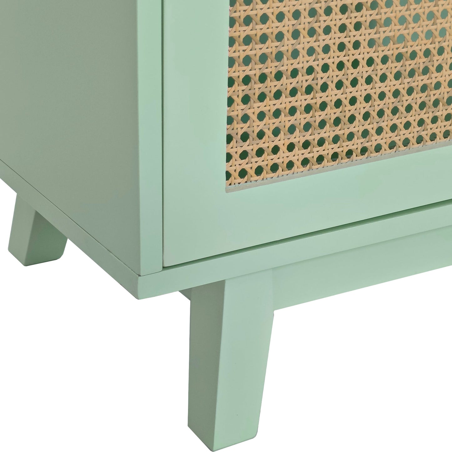 59.84"Modern 4-Door Cabinet with Rattan Decorative Doors,for Bedroom,Living Room,Office,Easy Assembly, Mint Green - Groovy Boardz