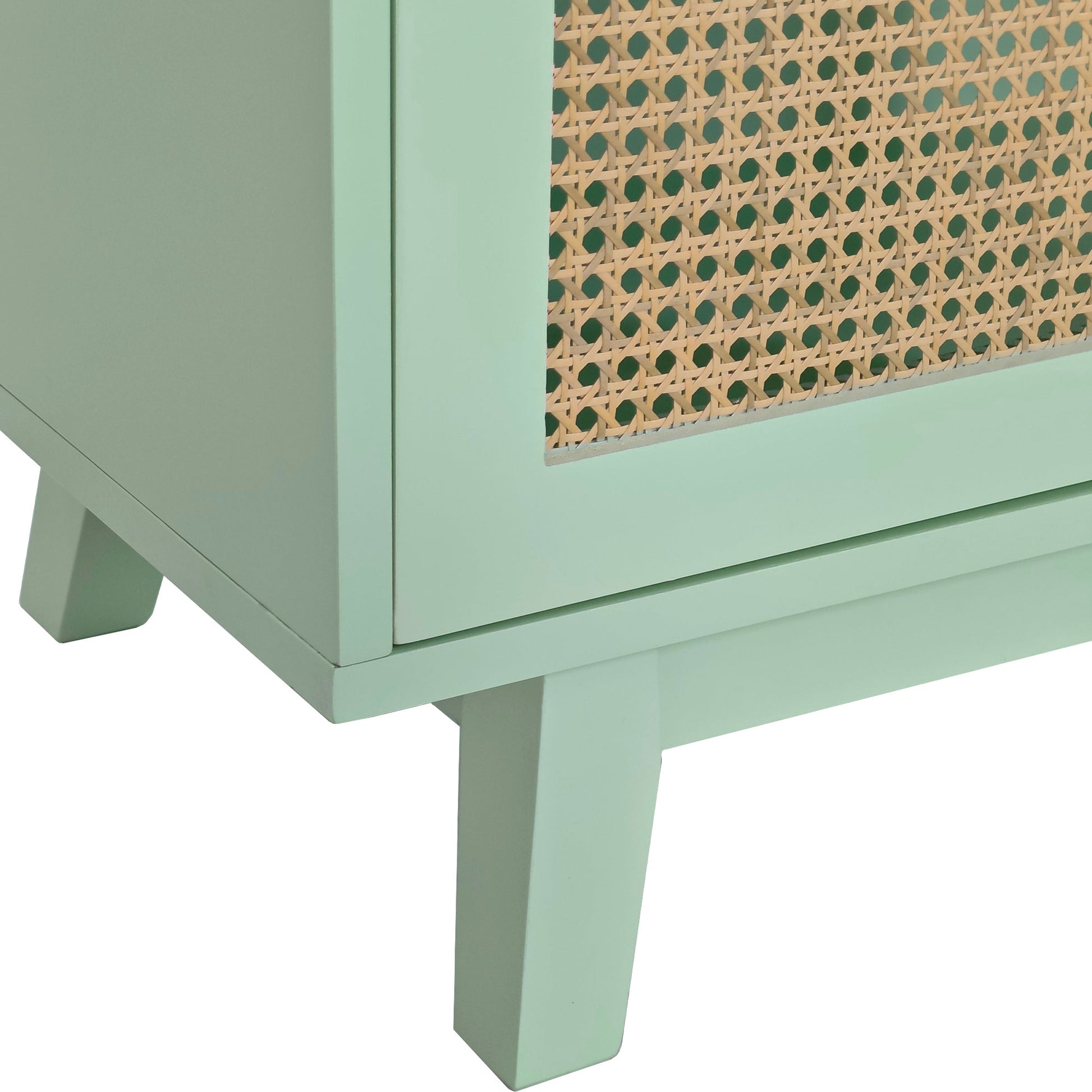 59.84"Modern 4-Door Cabinet with Rattan Decorative Doors,for Bedroom,Living Room,Office,Easy Assembly, Mint Green - Groovy Boardz