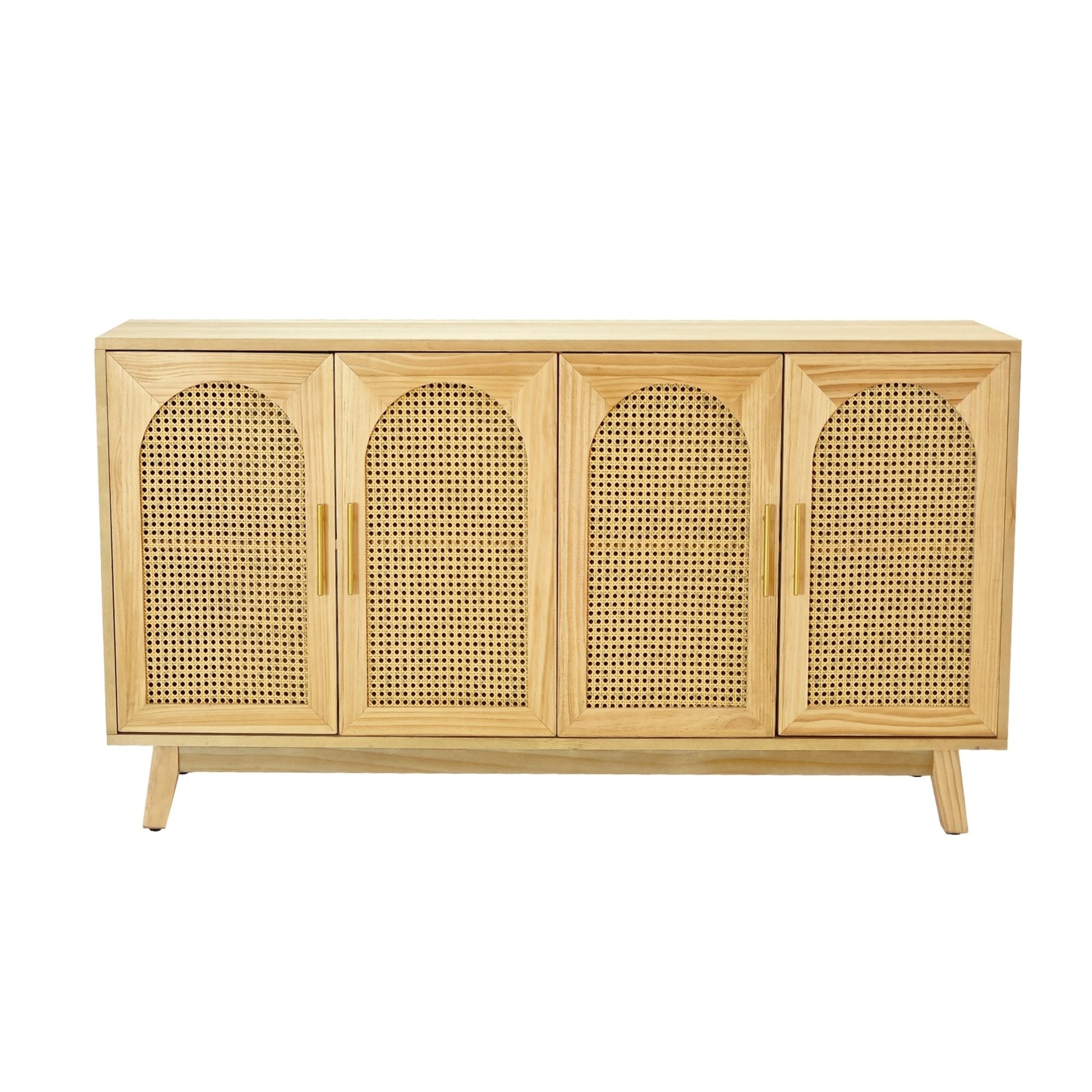 59.84"Modern 4-Door Cabinet with Rattan Decorative Doors,for Bedroom,Living Room,Office,Easy Assembly, Natural - Groovy Boardz