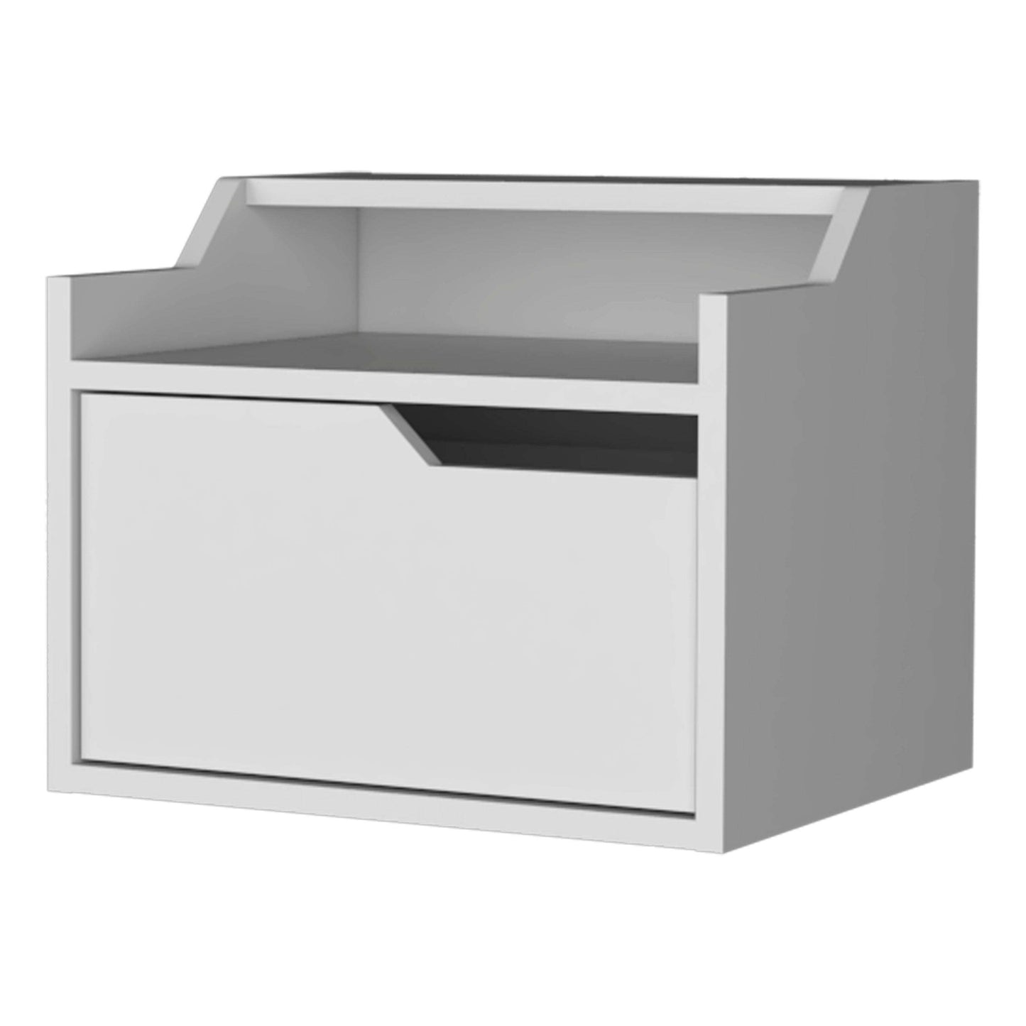 Nolan White Dual-Shelf Display Nightstand