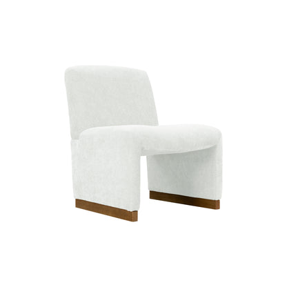 Comfy Accent Chair, Upholstered Slipper Chair, Armless Chair with Wood Legs and Soft Fabric for Living Room, Bedroom, White