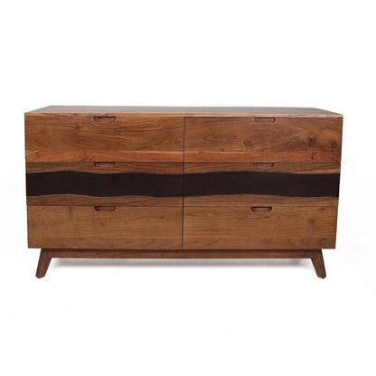 59x16.5x31" Sierra Six Drawer Sideboard, Wood Credenza/Cabinets/Chests/Nightstands - Groovy Boardz