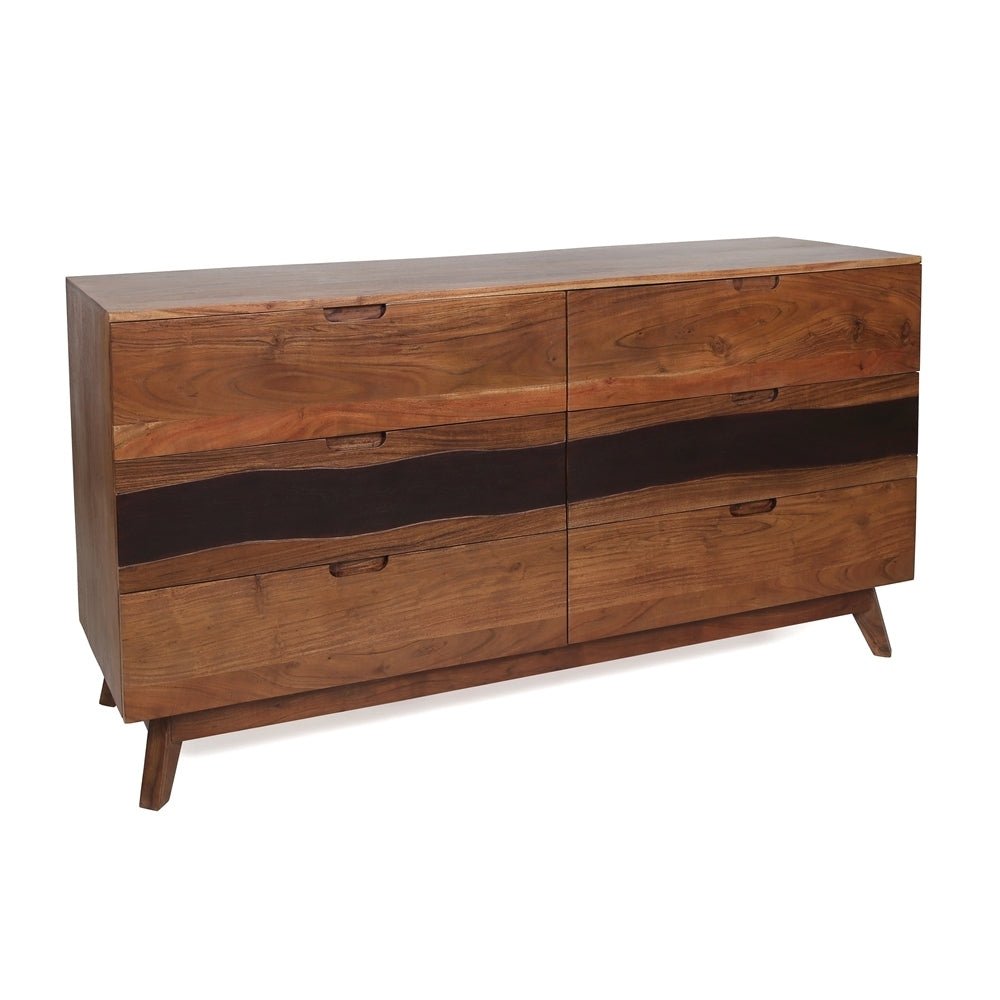 59x16.5x31" Sierra Six Drawer Sideboard, Wood Credenza/Cabinets/Chests/Nightstands - Groovy Boardz