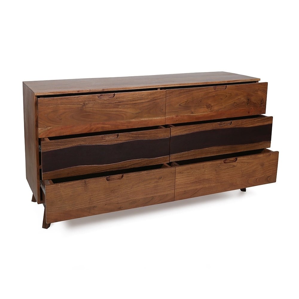 59x16.5x31" Sierra Six Drawer Sideboard, Wood Credenza/Cabinets/Chests/Nightstands - Groovy Boardz