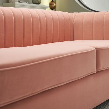 Contemporary Velvet Sofa Couch 84.25''W for Living Room, Pink