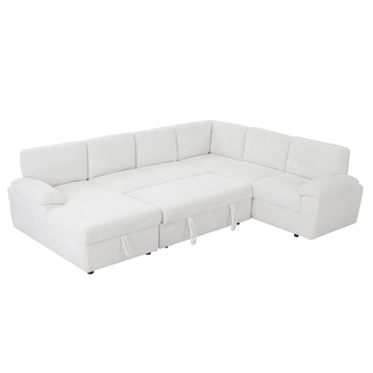 Oversized Modular Storage Sectional Sofa Couch for Home Apartment Office Living Room,Free Combination L/U Shaped Corduroy Upholstered Deep Seat Furniture Convertible Sleeper Sofabed LEFT