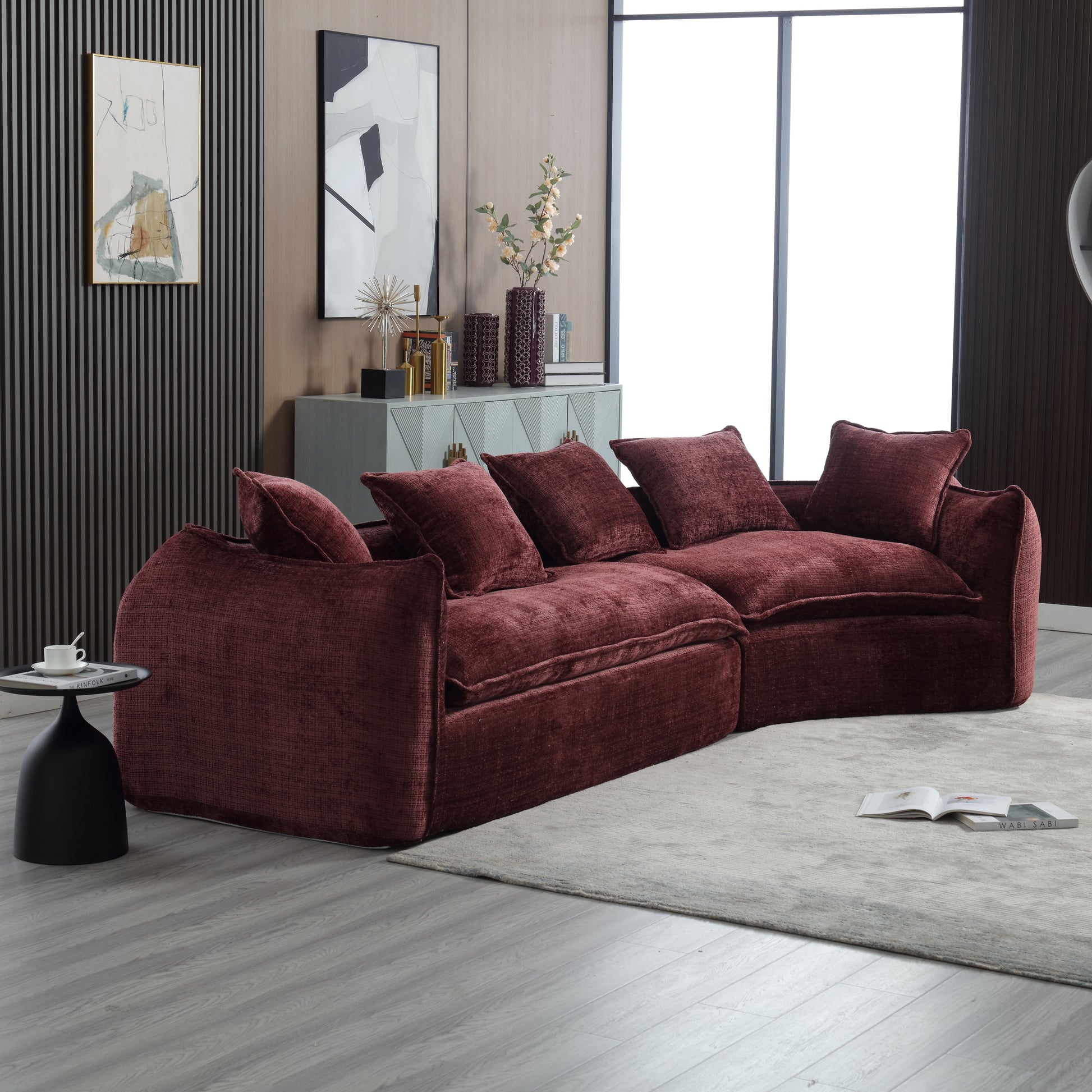 Modular Sectional Sofa, U-Shaped Couch with Sofa for five & Pillows, Modern Minimalist chenille Fabric Large Comfy Cloud Sofas, Living Room Furniture Sets