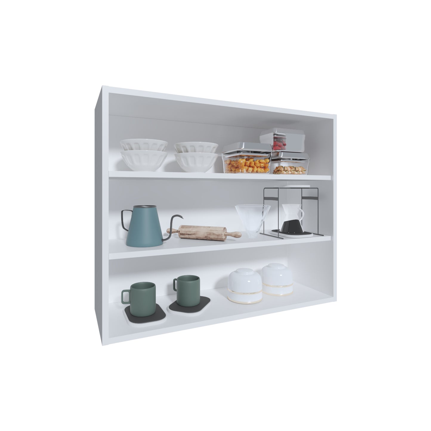 Wally 36" Wide x 30"H 3-Tier Open Wall Cabinet, Wall Shelf, Storage Cabinet, Cube Shelf Bedroom, Office, Living Room, Garage White