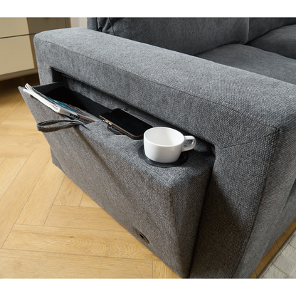 [NEW ARRIVED] [VIDEO PROVIDED]Sectional Couches For Living Room,Modular Couch,Wireless Charging Port & Cup Holders,5-seat ,DIY Combination,L-shaped Sofa,Book Storage Space,Soft Linen Fabric,Gray