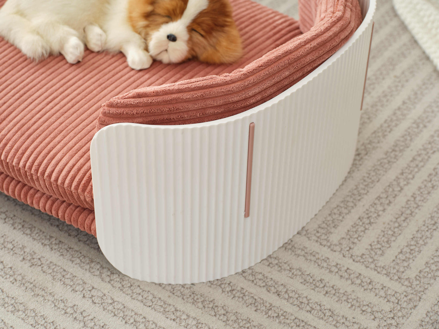 Scandinavian style Cat Couch Bed, Pet Sofa for Indoor Cats PP Indoor Pet Furniture Elevated Cat Beds with Removable Mattress Cover Suitable for Kitty, Puppy or Small Animal  Brand Design  White Pink