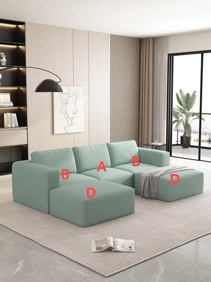 104.32*66.92 Modular Sectional Sofa Sleeper Couch, Sectional Sofa with Chaise and Ottoman, Convertible U Shaped Modular Sofa Set. Compressed spon, Light Green (Combo A+2B+2D)