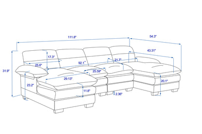 U-shaped profile sofa, including two single seats and two chaise, modular sofa, Chenille sofa,Yellow