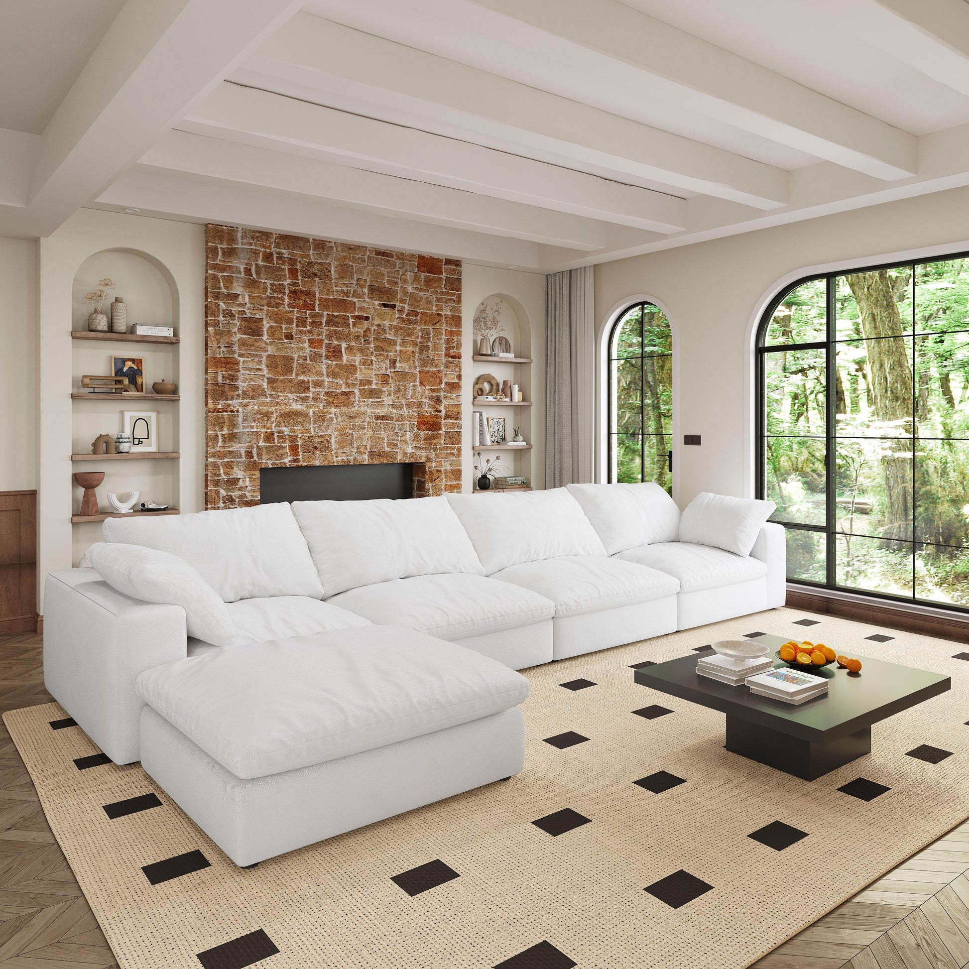 Cloud Modular Sectional Sofa with Storage Ottomans, Down Filled Comfort for Living Room