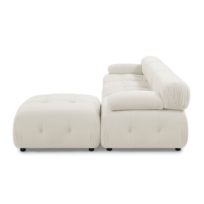 Modular Sectional Sofa, Button Tufted Designed and DIY Combination,L Shaped Couch with Reversible Ottoman, Beige Velvet