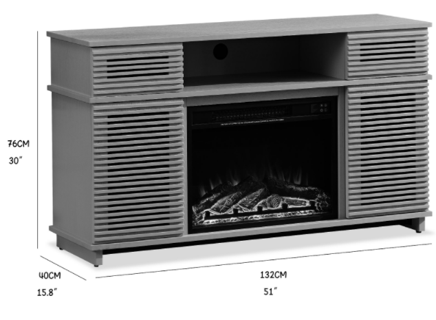 W9990-1 The whole cabinet is made of light gray solid wood, the middle layer of both sides of the cabinet can be adjusted, and the interior furnace is equipped with a remote control