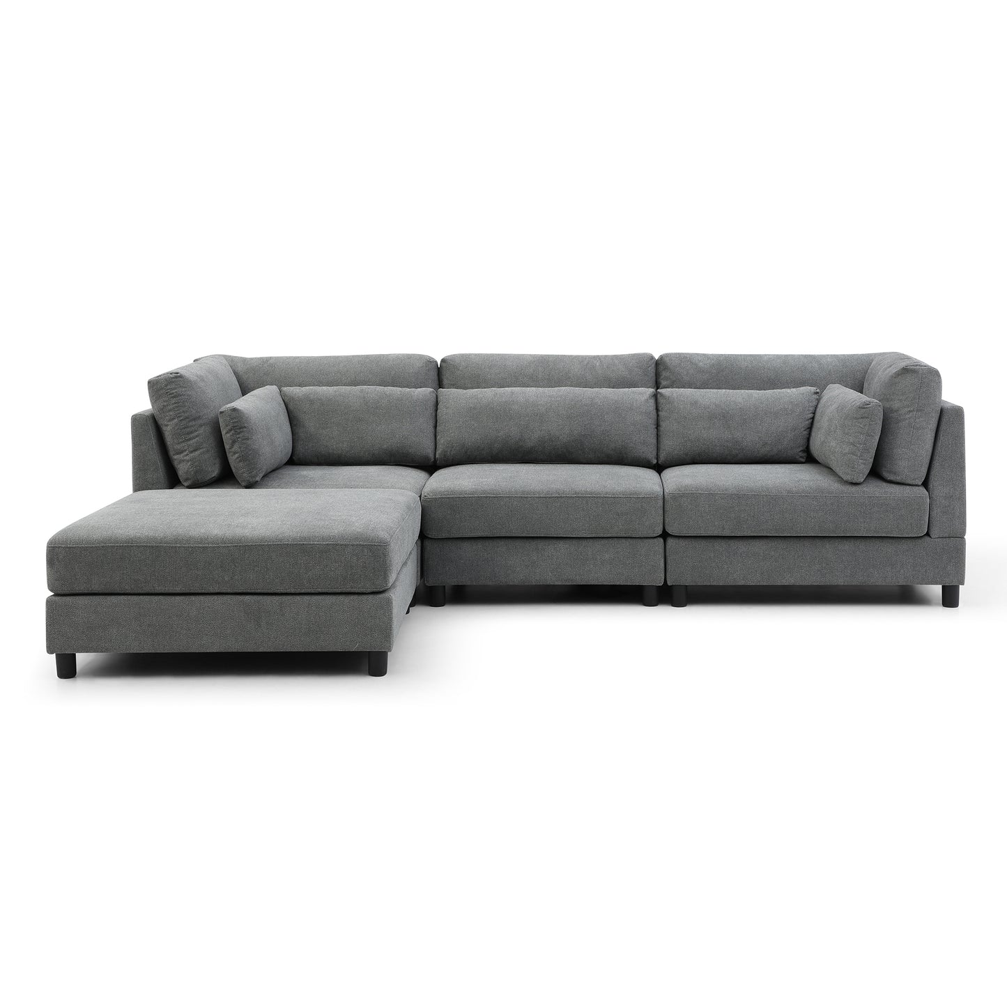 Sectional Couch with Reversible Chaise Modern L-Shape Sofa 4-Seat Corner Couch Modular Sofa with Ottoman,Grey