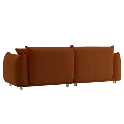 Oversized Loveseat Sofa for Living Room, Sherpa Sofa with Metal Legs, 3 Seater Sofa, Solid Wood Frame Couch with 2 Pillows, for Apartment Office Living Room - CURRY