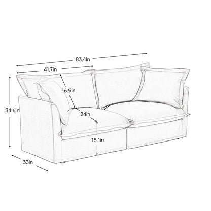 Modern Slipcovered 2-Seat Sofa Couches for Living Room, 2 Seater Sofa, Plain Chenille Deep Seat Sofa with Upholstered Cushion&Detachable Cover, Comfy Sofa Couch for Small Space, Apartment, Cream